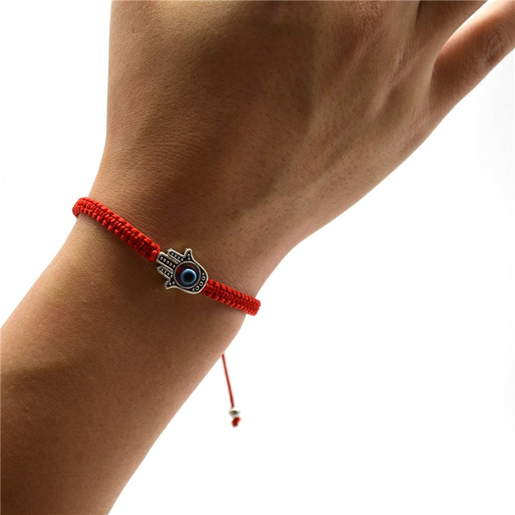 Hand Of Fatima Palm Red Rope Braided Bracelet