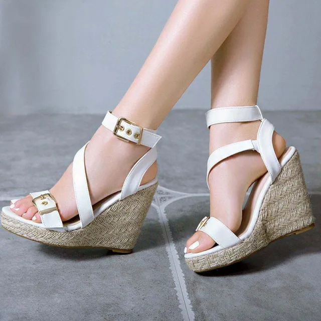 Fashion Women's Open Toe Wedge Platform Sandals White - Shop at LoveMi