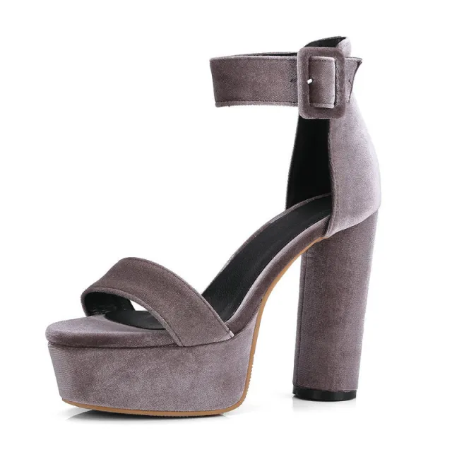 Fashion Sexy Chunky Heel Platform High Heel Sandals Khaki - Shop at LoveMi