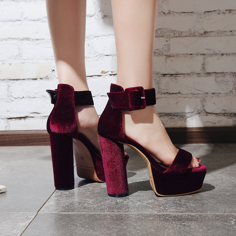 Fashion Sexy Chunky Heel Platform High Heel Sandals Red - Shop at LoveMi