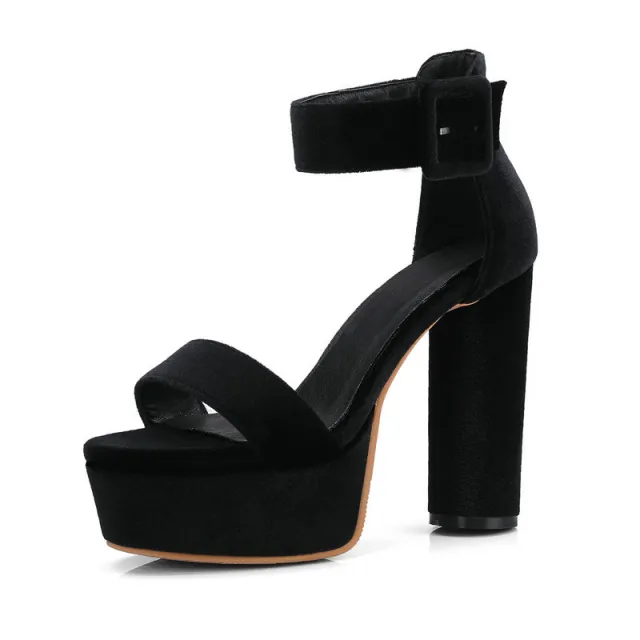Fashion Sexy Chunky Heel Platform High Heel Sandals Black - Shop at LoveMi