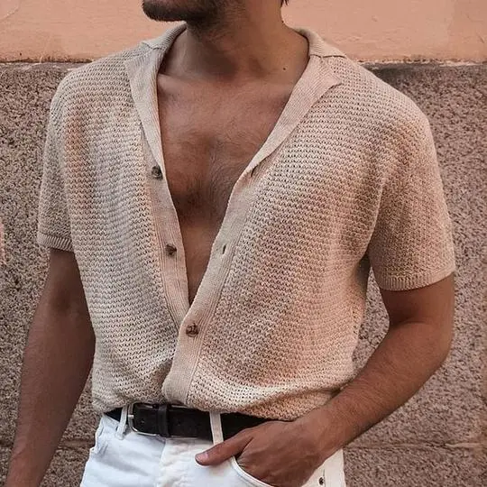 Polo Shirt Cardigan Men's Sweater Sweater Khaki - Shop at LoveMi