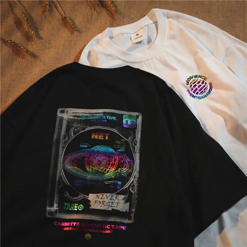 National Tide Reflective Short Sleeve T-shirt Men's Round Neck Printing