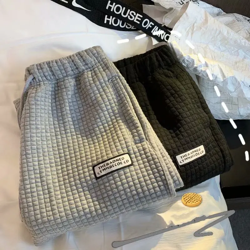 Autumn and Winter Thick Pants Men's Trend Plaid Casual