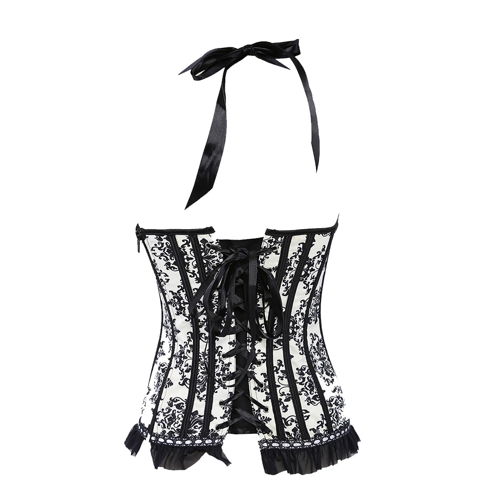 Title 3, Ladies Lace Halterneck Printed Chiffon Corset