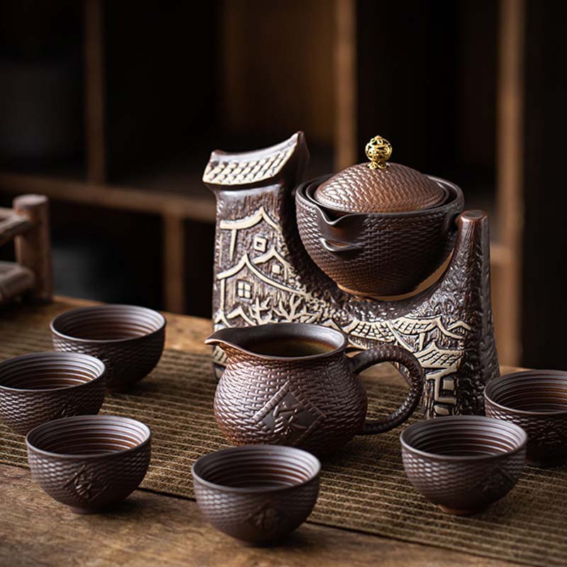 طقم شاي شبه أوتوماتيكي بشخصية عتيقة للمنزل