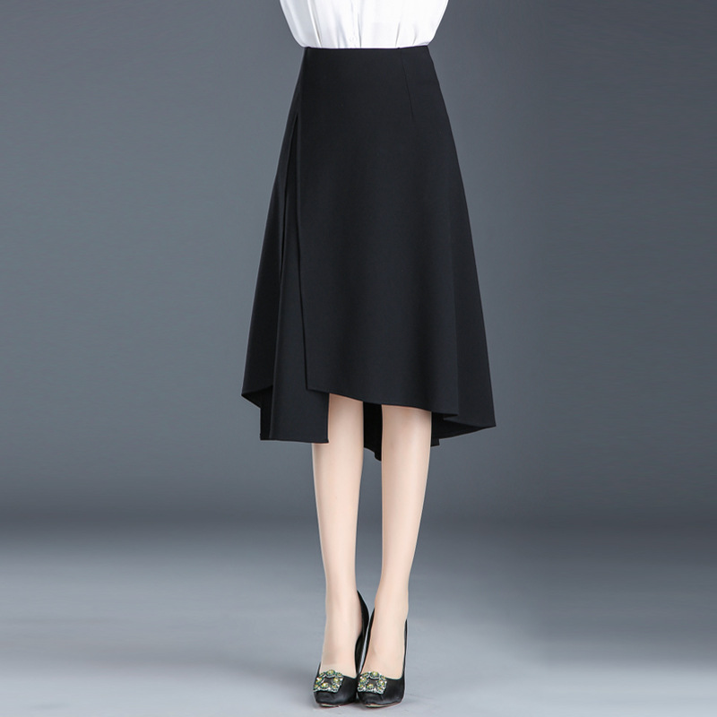 Irregular Skirt Women's Summer High Waisted Thin Asymmetrical Mid Length Skirt