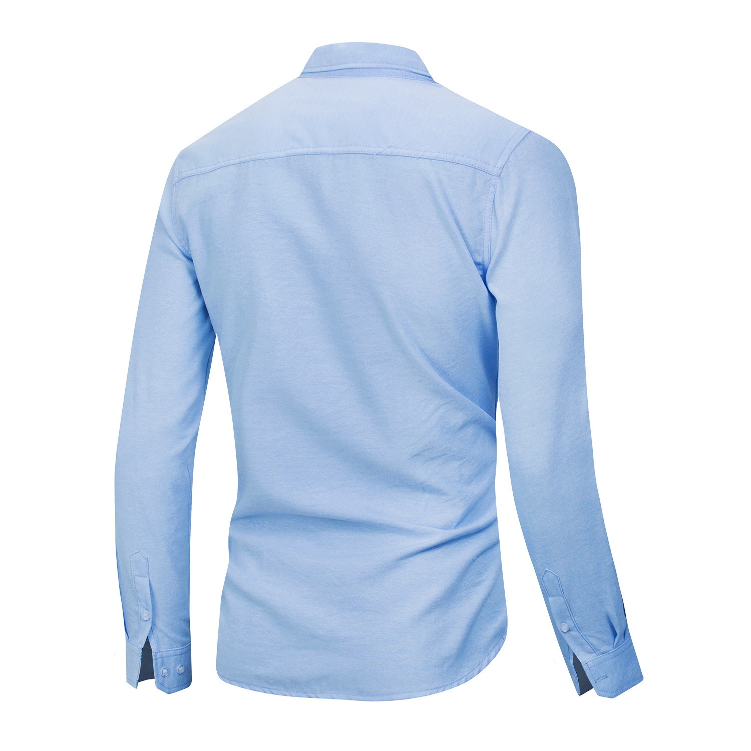 Men's Casual Long-Sleeved Shirt Solid Color Oxford