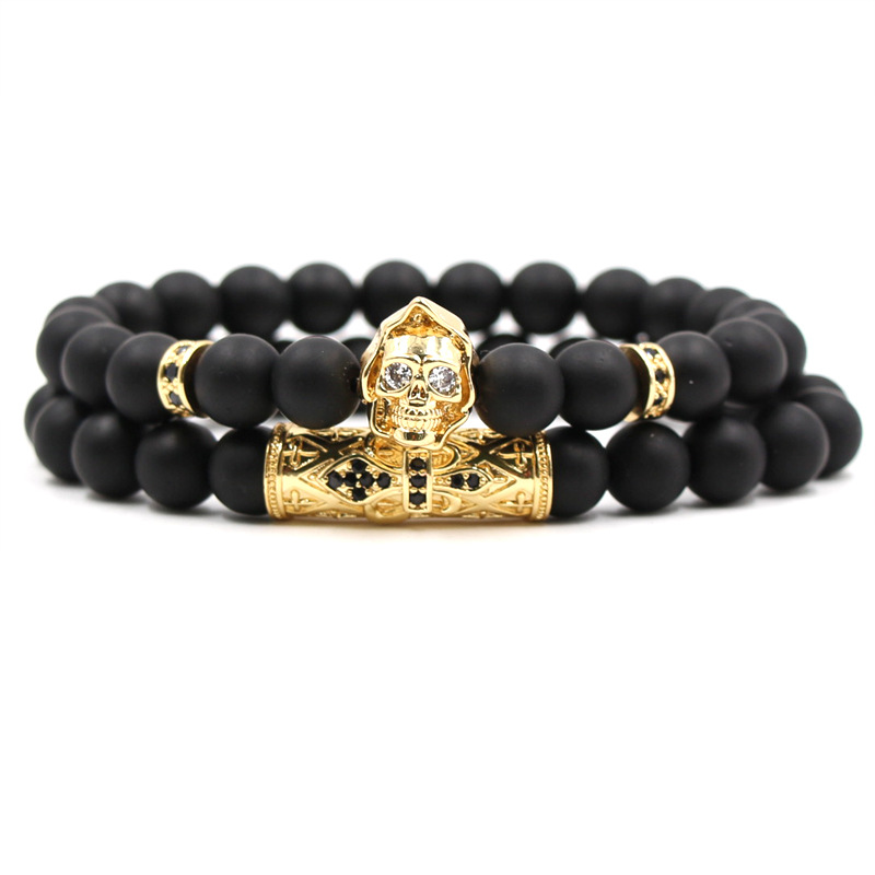 Micro-inlaid Zircon Elbow Mask Frosted Stone Elastic Bracelet Set