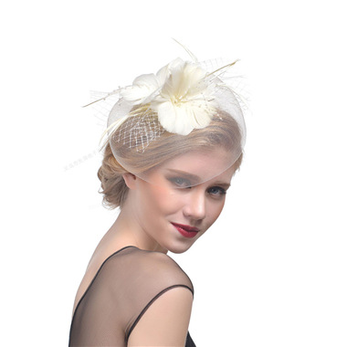 Title 4, Ladies Net Hairpin Feather Headdress Stage Hat