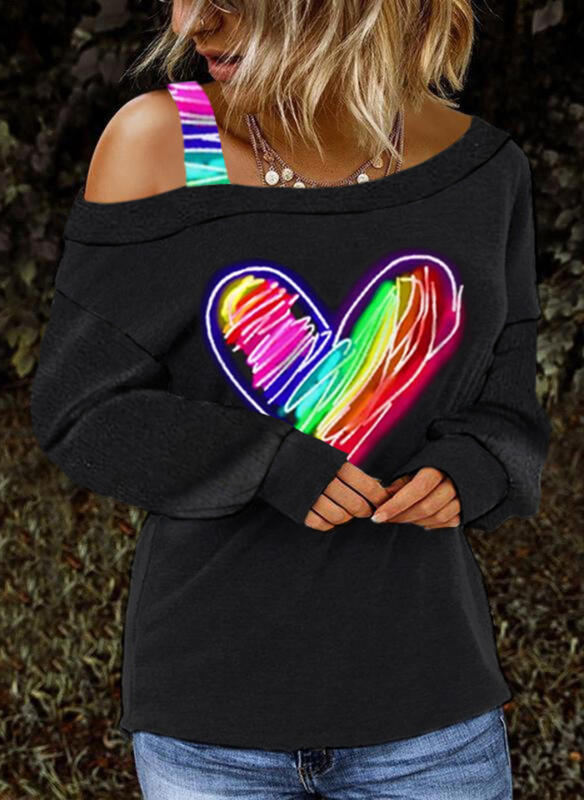 Love Print Long Sleeves Women's Hoodless Sweatshirt