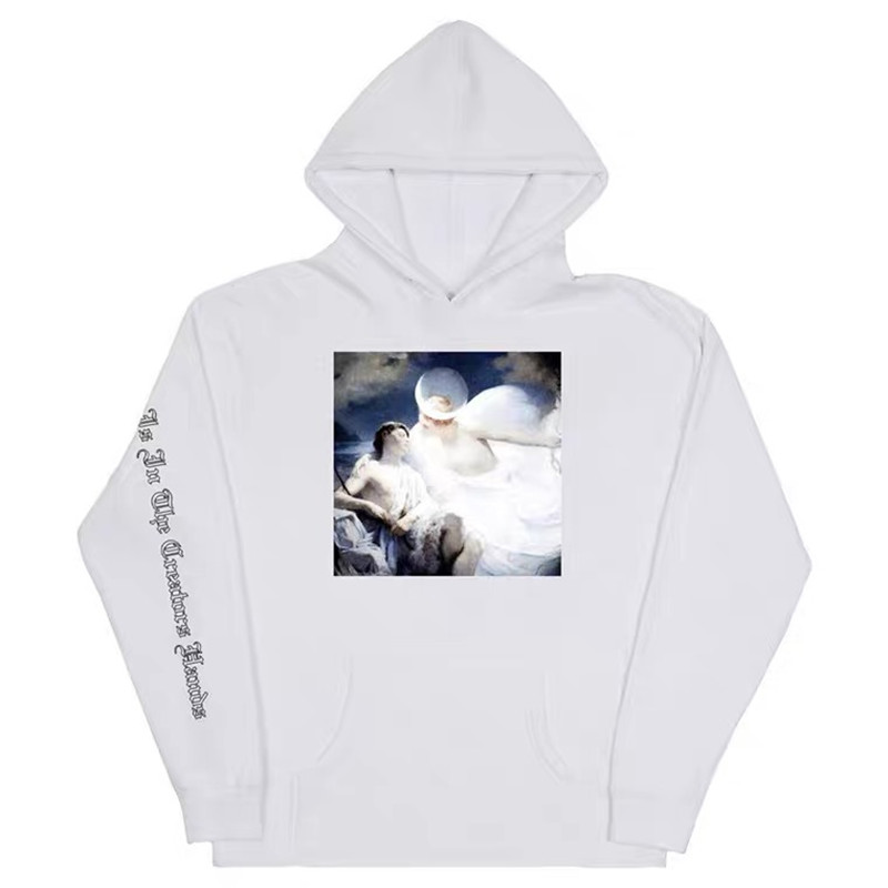 Angel Oil Painting White Plus Velvet Couple Hoodie