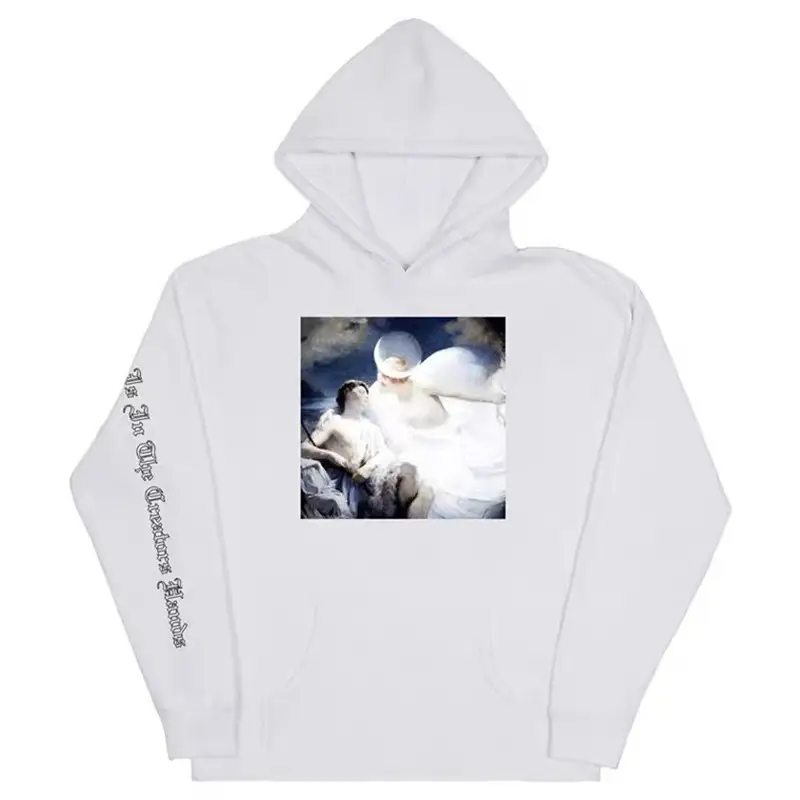 Angel Oil Painting White Plus Velvet Couple Hoodie