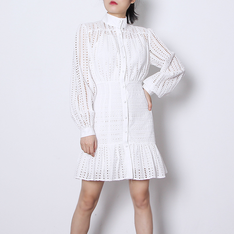 Short Sleeved Long-sleeved Dress With Ruffled Waist