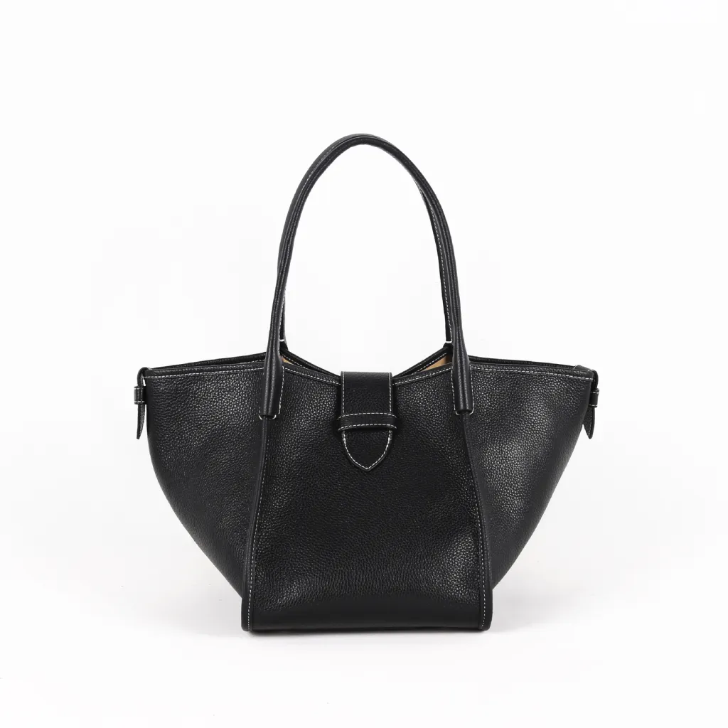 Ins Autumn Top Layer Leather Handbag - Black
