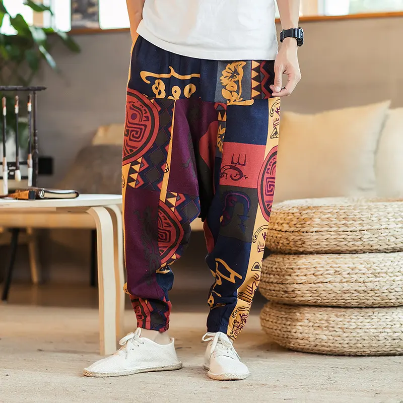 Loose Hip-Hop National Style Linen Casual Pants Men