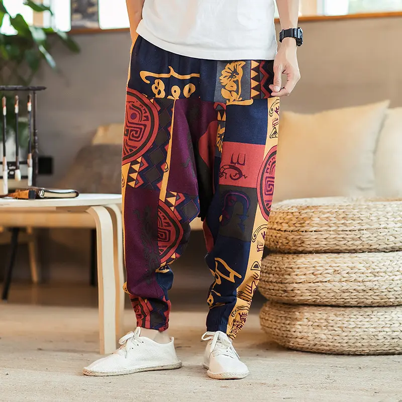 Loose Hip-Hop National Style Linen Casual Pants
