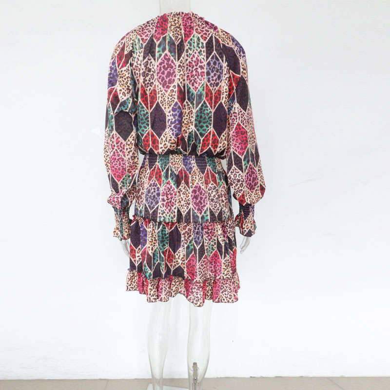 European And American Color Leopard Print Ladies Dress