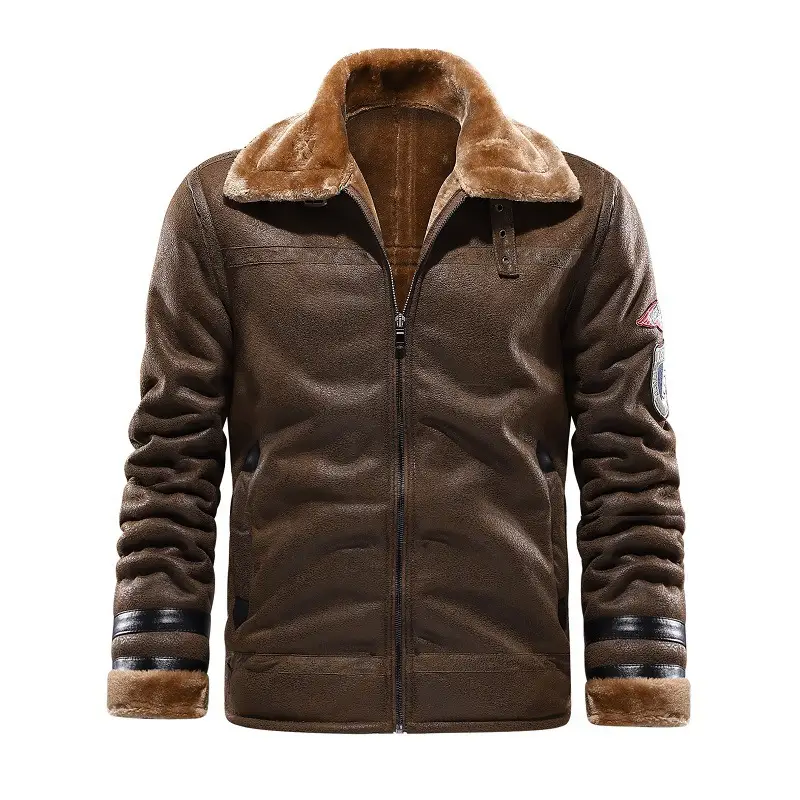 Fur Leather Jacket Plus Velvet Padded Large Lapel Coat