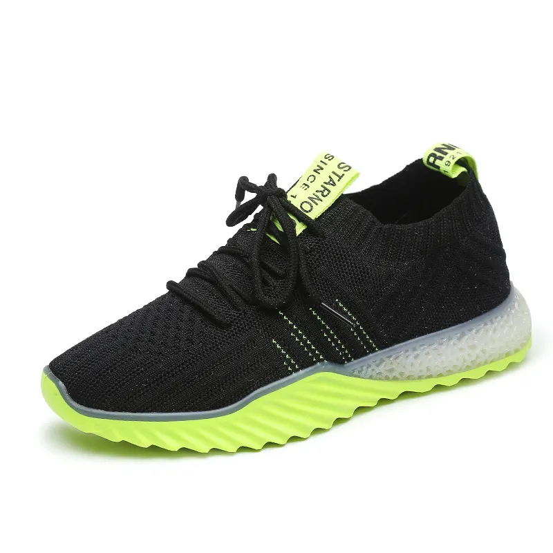 Net Surface Fly Weave Coconut Shoes Athletic Shoes Female - Black