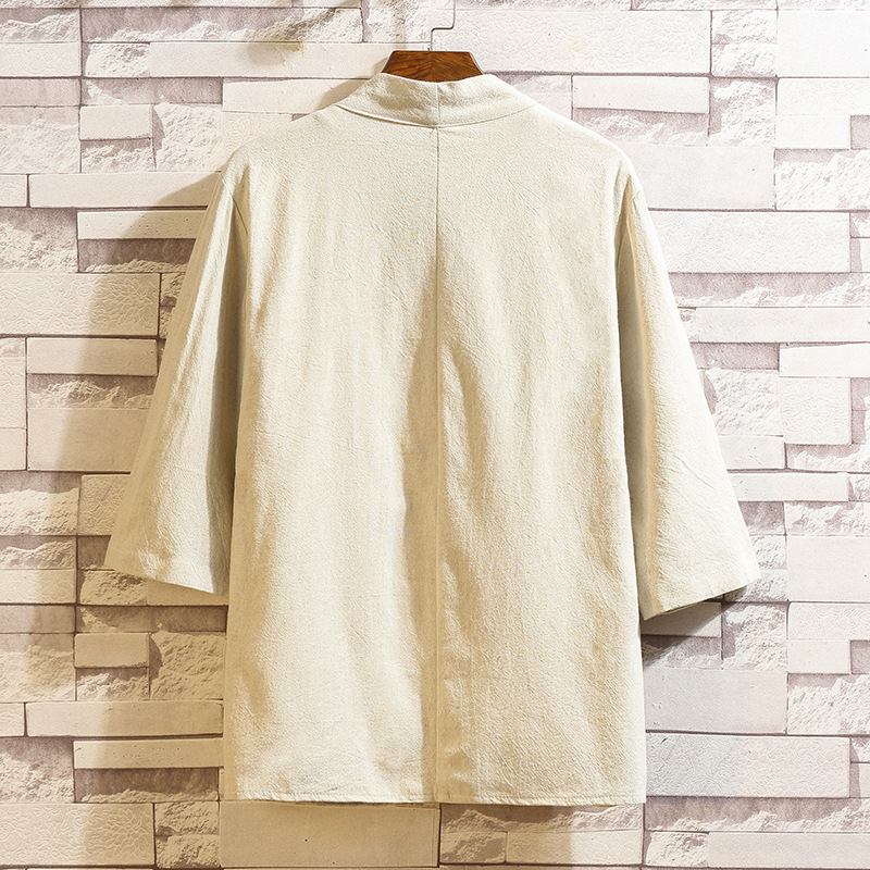 Summer New Men's Loose Solid Color Hanfu Cardigan