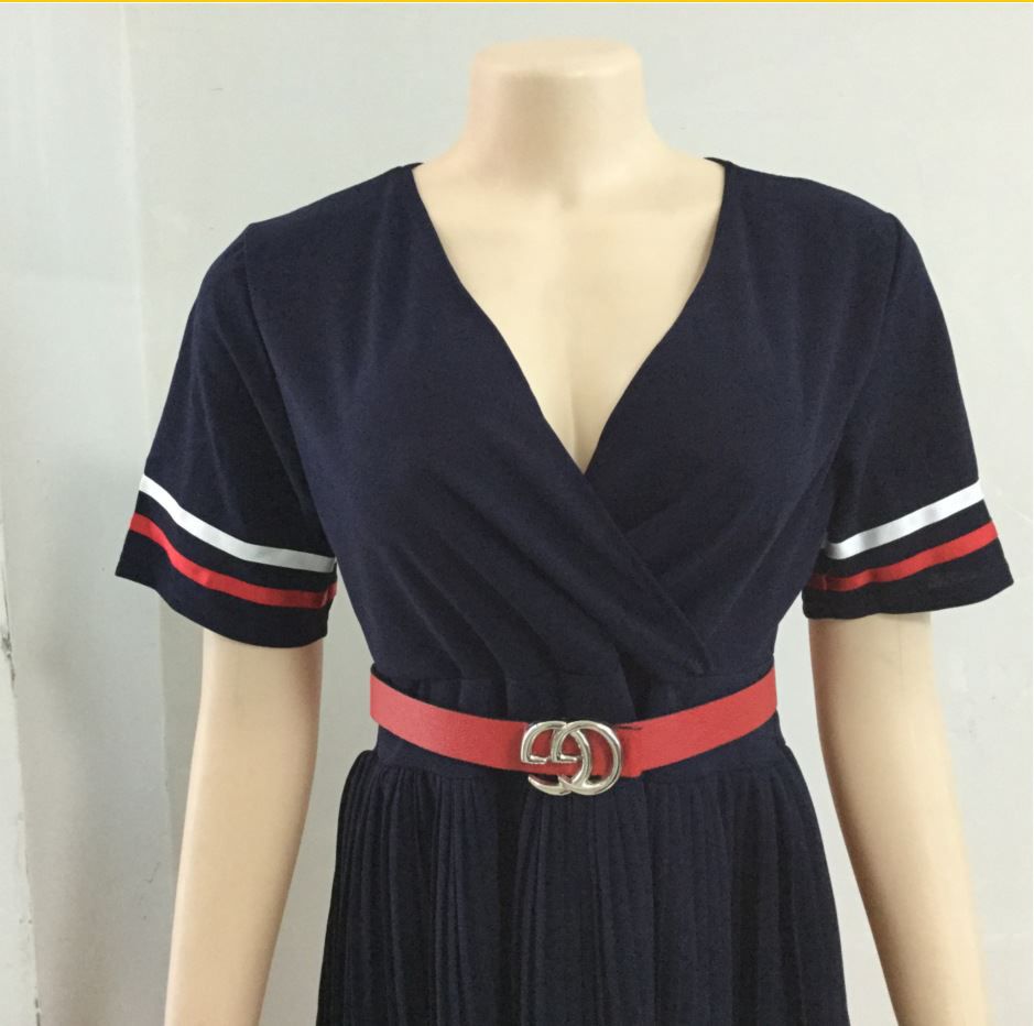 Large Size Women's Sexy Short-sleeved Pleated Bandage Dress