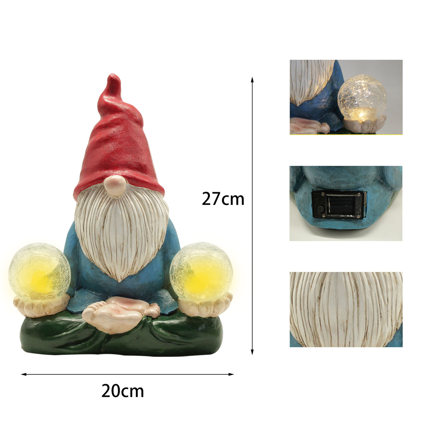 Solar LED Resin Ornaments Dwarf Doll Outdoor Statue Courtyard Gardening Decoration Artistic Figurine Micro Landscape Accessories — foto 5