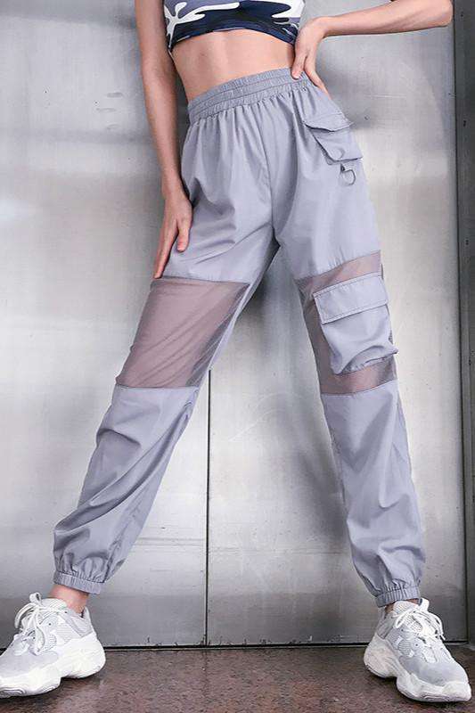 European And American Style Street Style Personality Mesh Stitching Women's Casual Trousers
