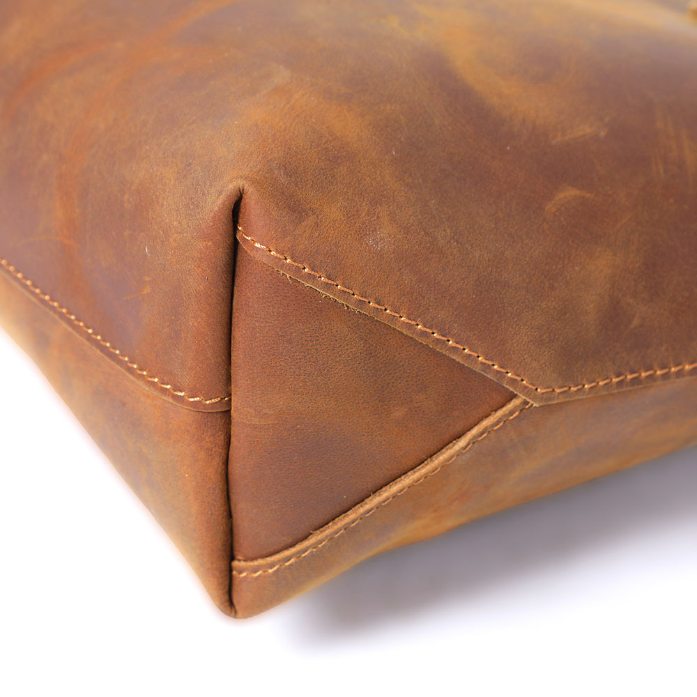 Simple First Layer Cowhide Tote Bag Retro Ladies Shoulder Bag