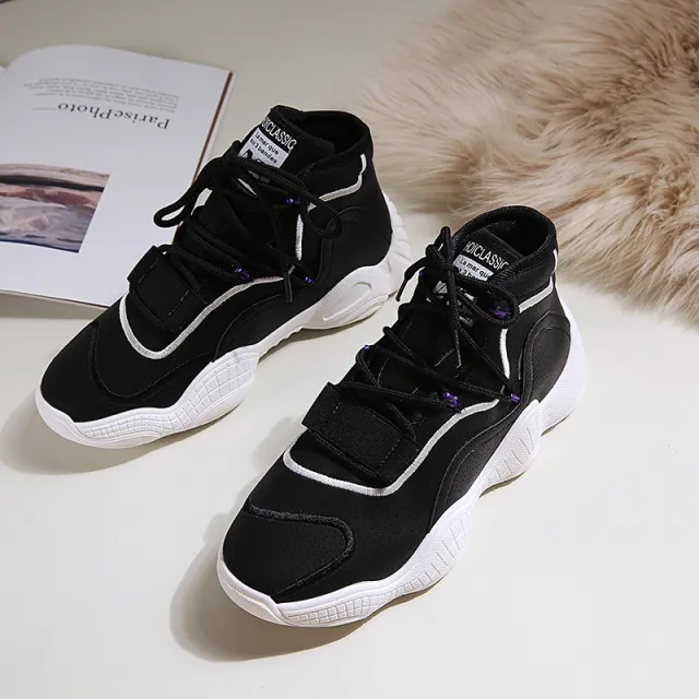 Women's High Top Casual Sneakers With Warm Thick Soled Shoes Black - Shop at LoveMi