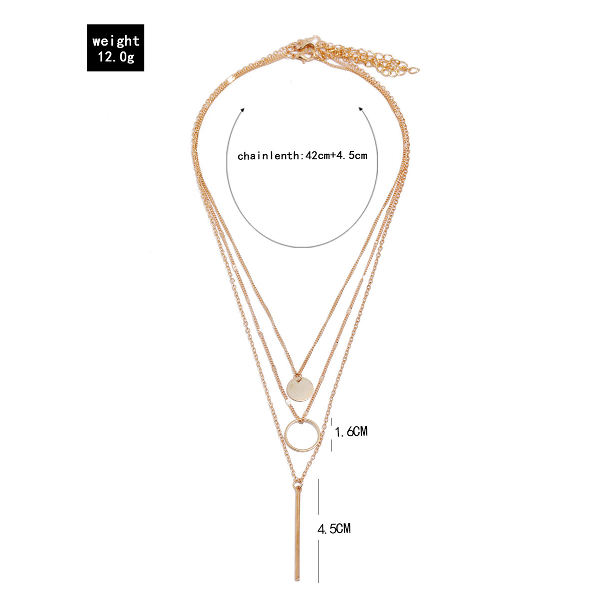 Multi-layered Necklace Clavicle Chain Hollow Round Disc Pendant Long Tassel Necklace