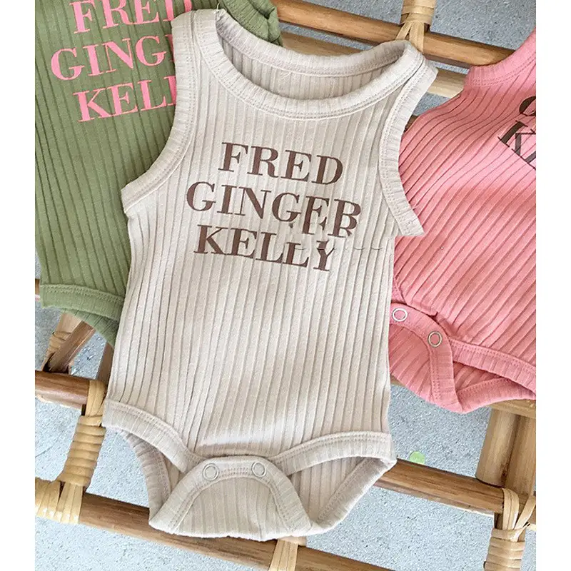 Letter Sleeveless Crawler Vest Hanging Strip Soft Stretch Triangle One-piece Romper