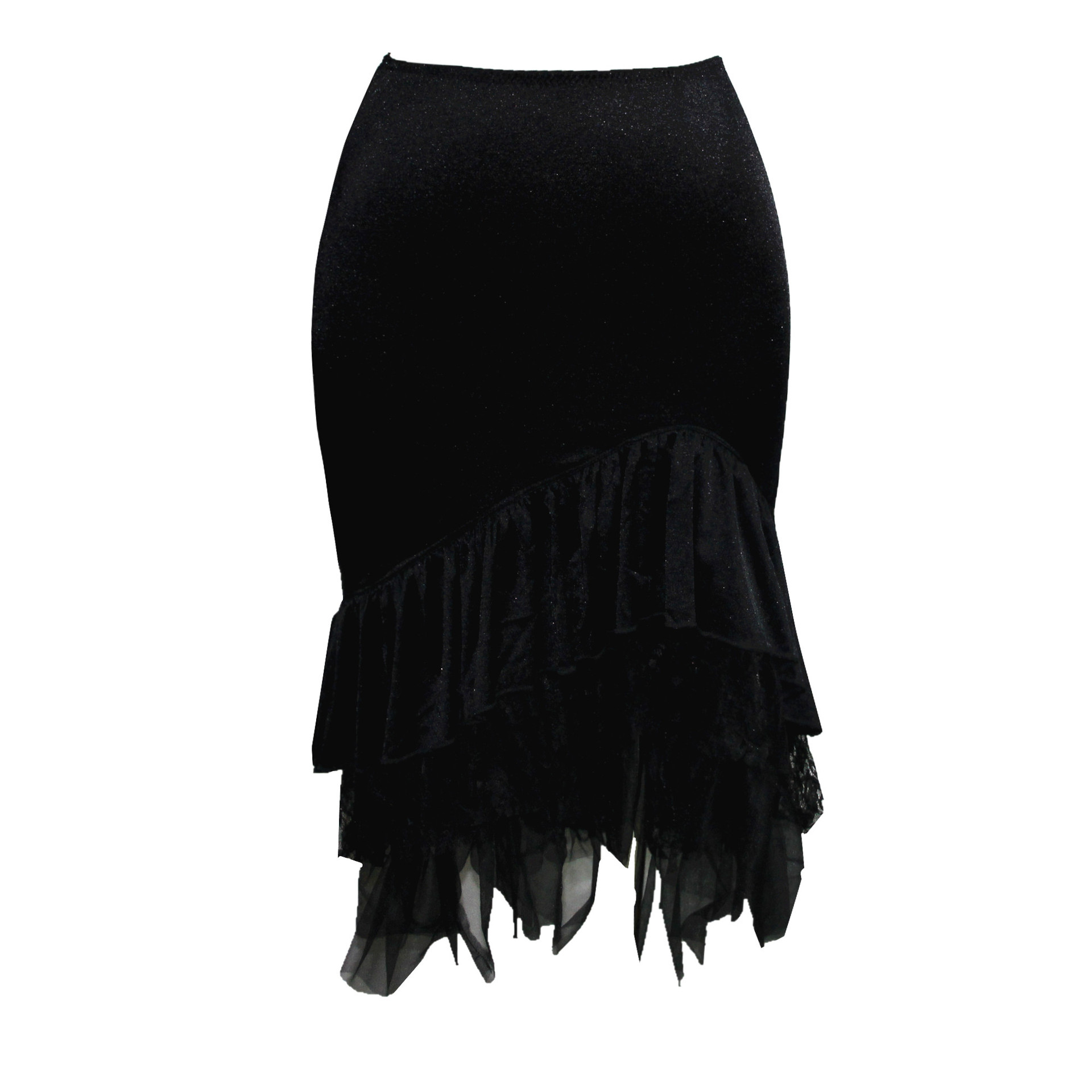 Title 2, High waist geplooide fishtail rok met kant, fij...