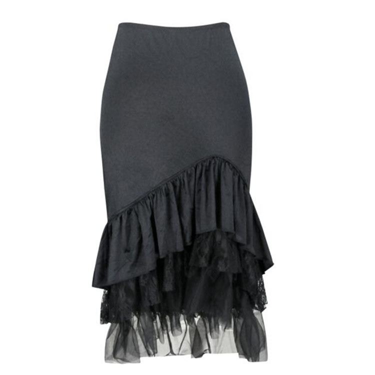 Title 3, High waist geplooide fishtail rok met kant, fij...