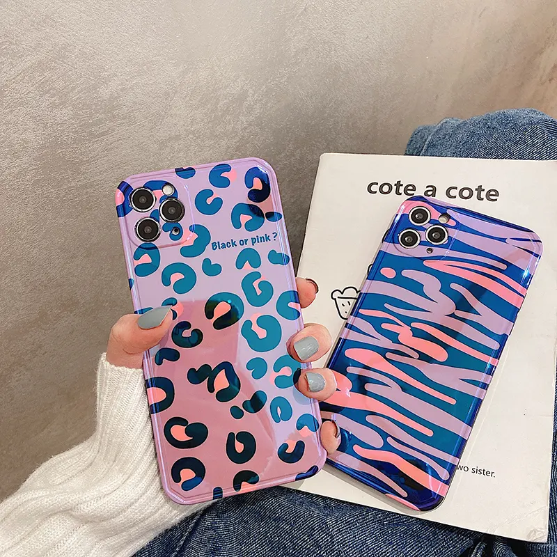 Compatible with Apple, Blue Edge Leopard Print
