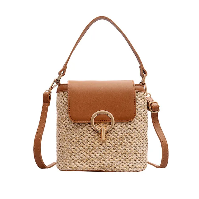 Bucket New Fashion Women's Fashion Western Style Woven Women's Bag Single Shoulder Bag Red - Shop at LoveMi