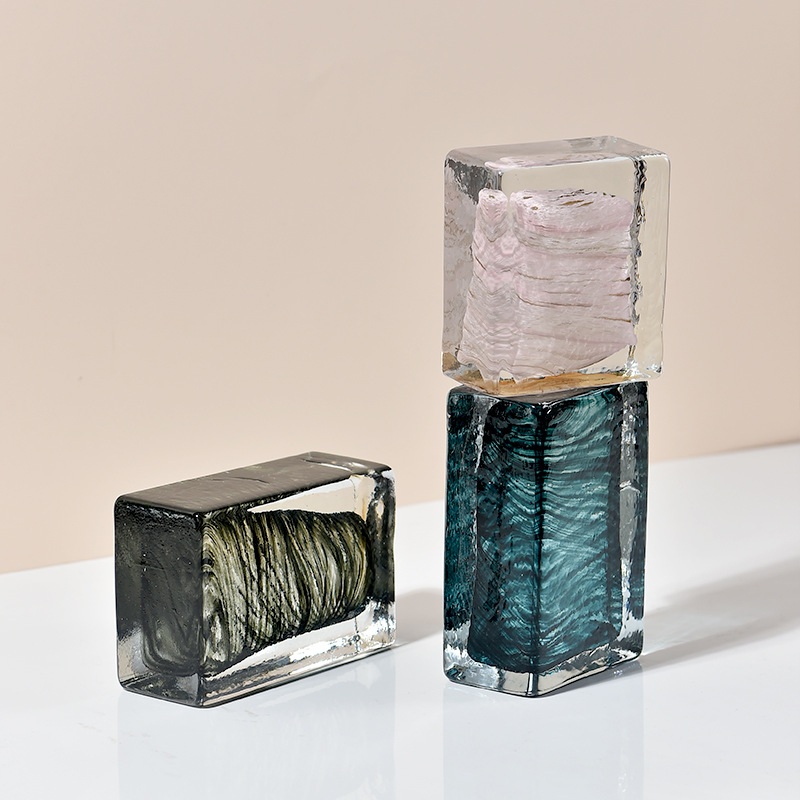 Modern minimalist glass ornaments desktop paperweight (blue)