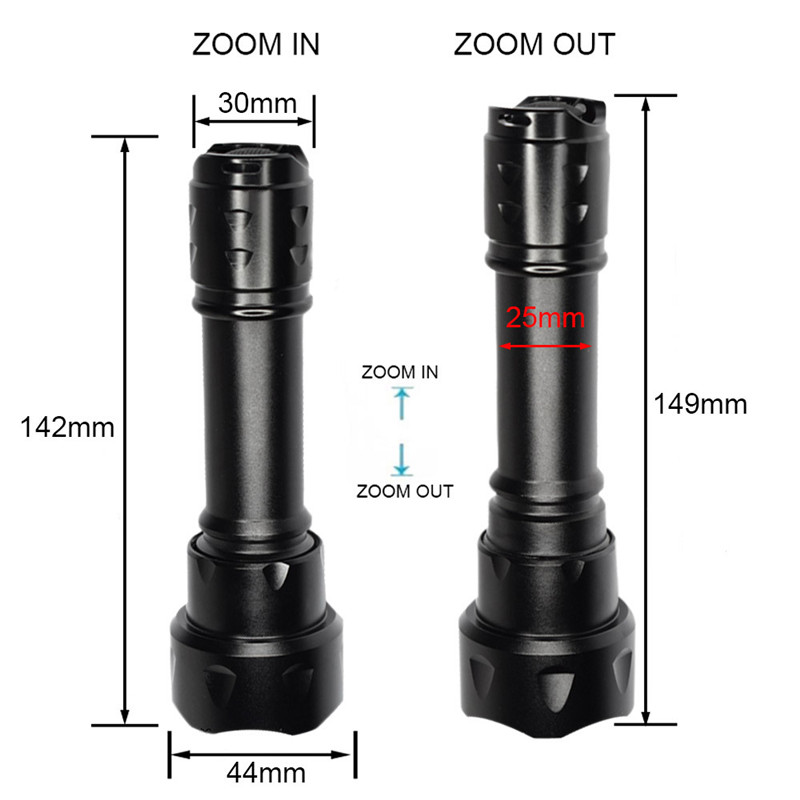 Retractable Zoom Infrared Flashlight