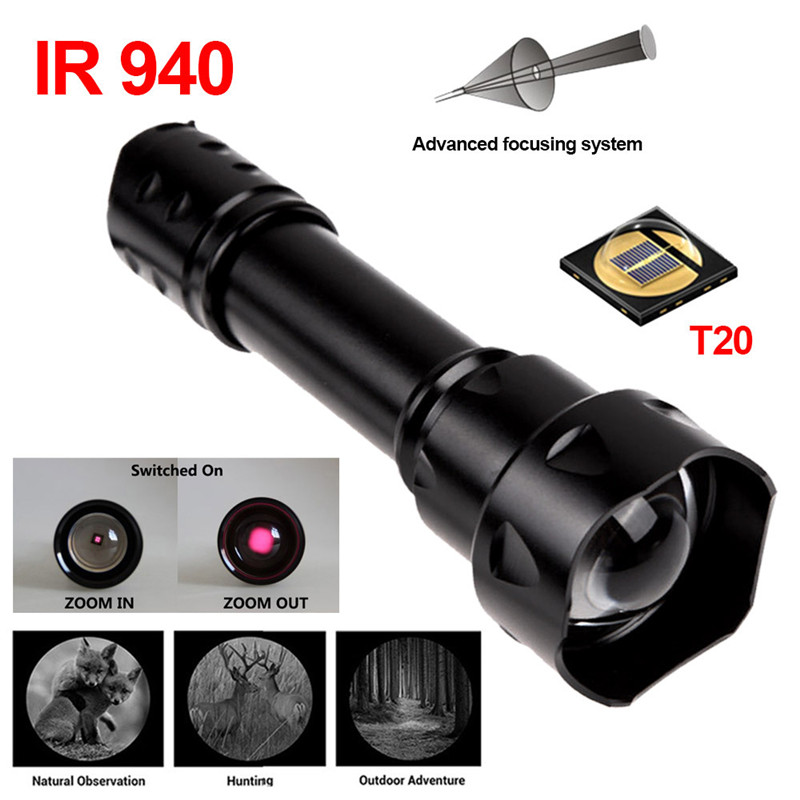 Retractable Zoom Infrared Flashlight