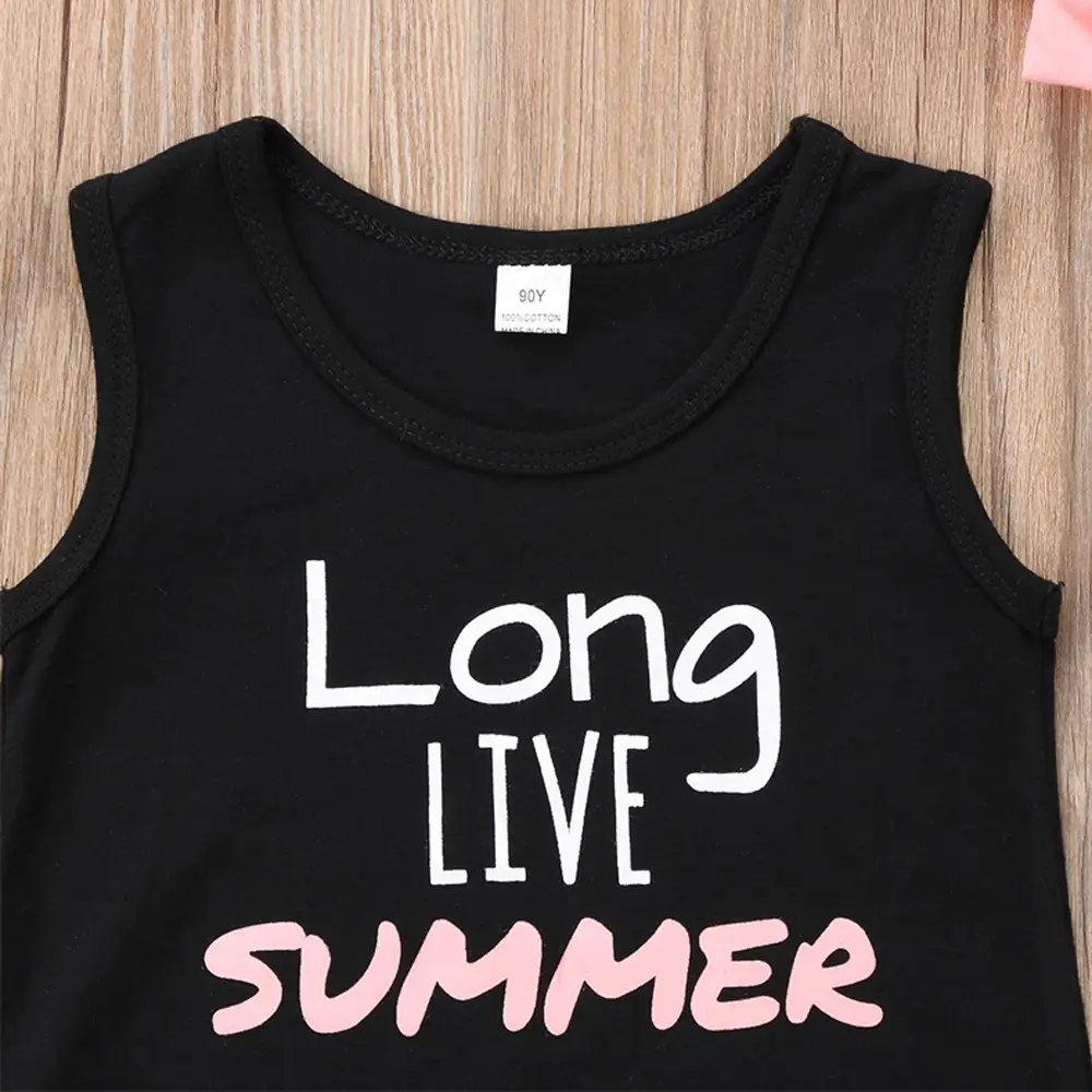 Summer New Suit Letter Printing Tassel Hem Vest Shorts Children's Set