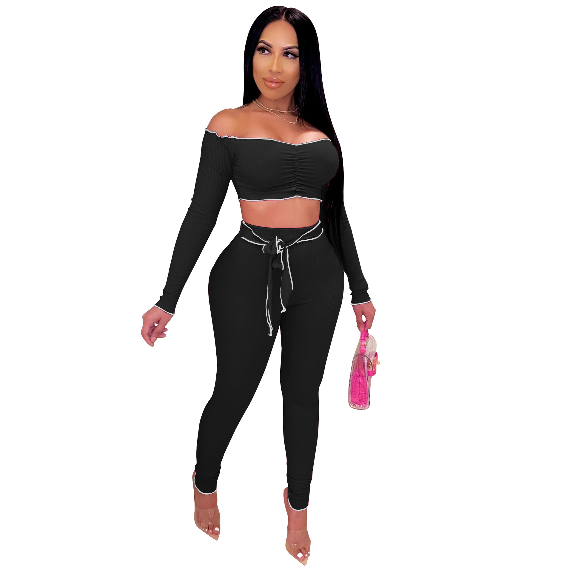 Autumn Style European And American Women's One-shoulder Long-sleeved Waistless Short Fashion Suit