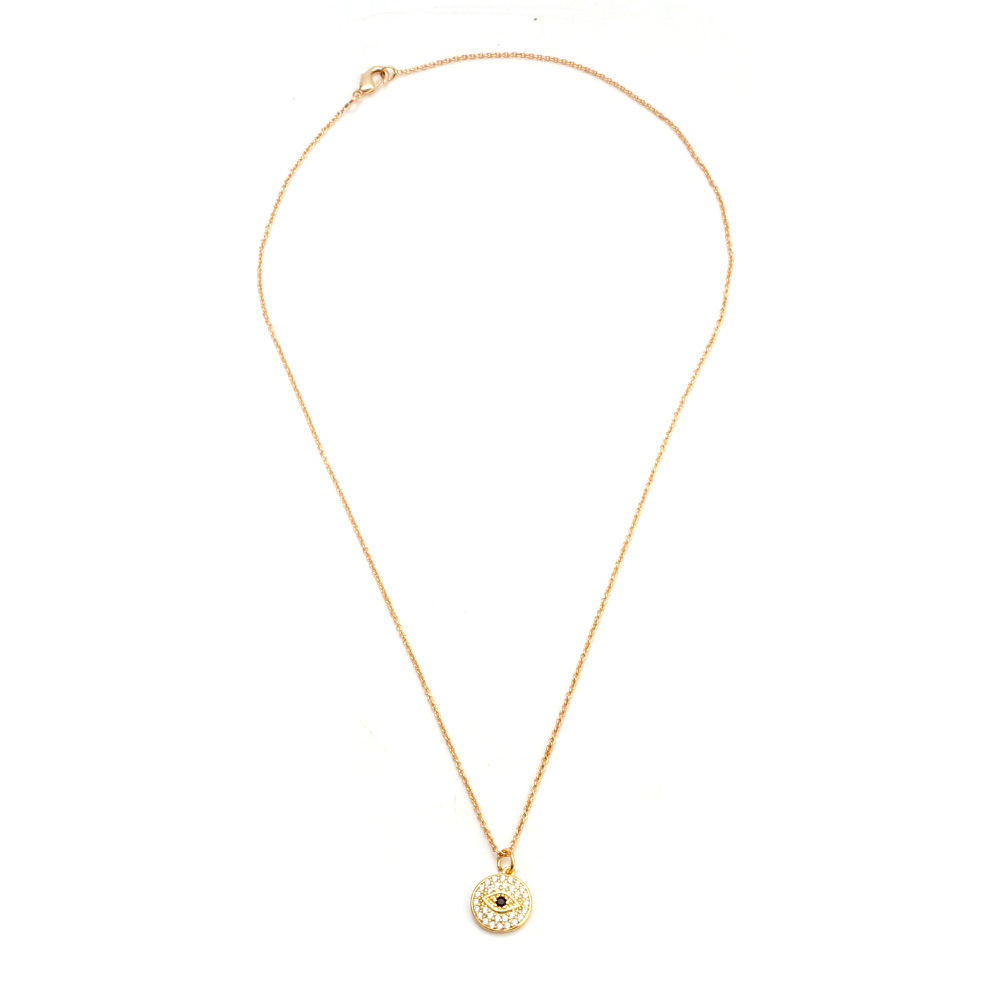 Simple Zircon Round Devil's Eye Pendant Necklace