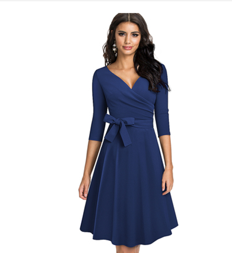 V-Neck A-Line Midi Dress, picture 7 of 8
