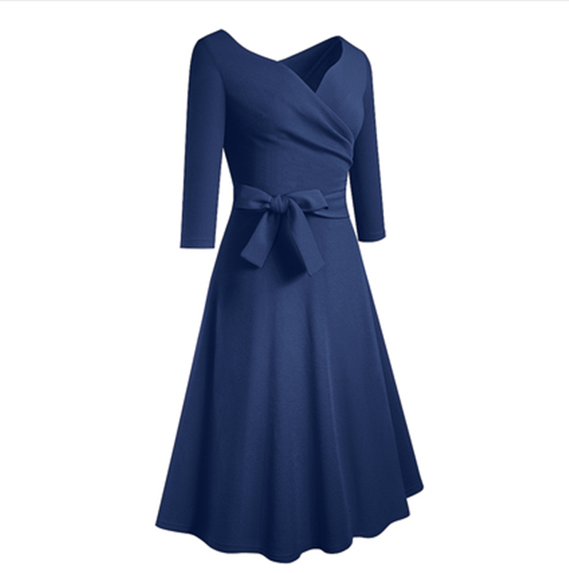 V-Neck A-Line Midi Dress, picture 3 of 8
