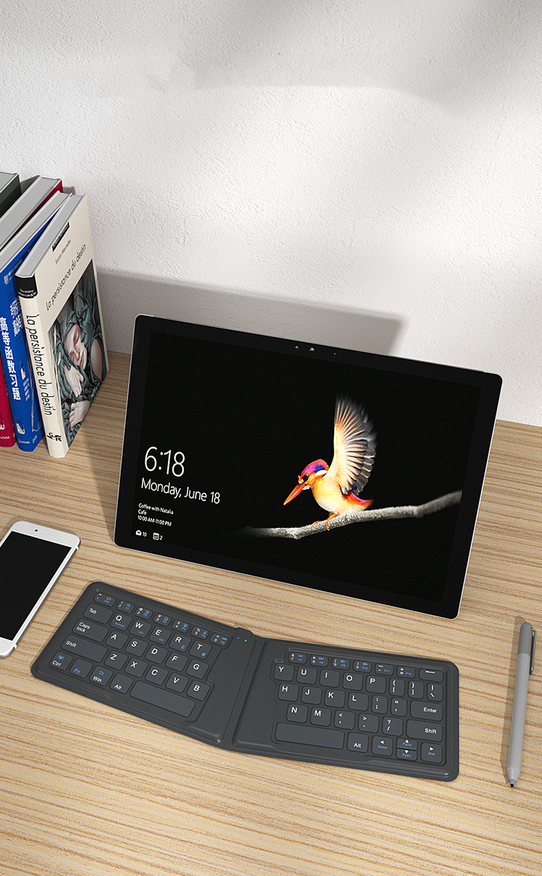 Compatible with Apple, Aerospace Folding Bluetooth Keyboard Ipad Tablet Phone Universal Office Keyboard - Image 7