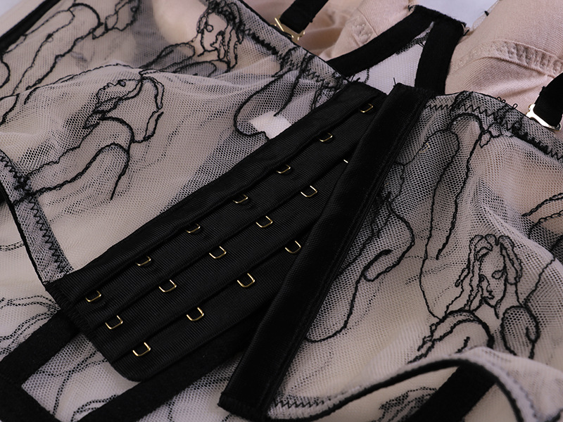 Lace Embroidery Sling See-through Mesh Corset Women's Vest