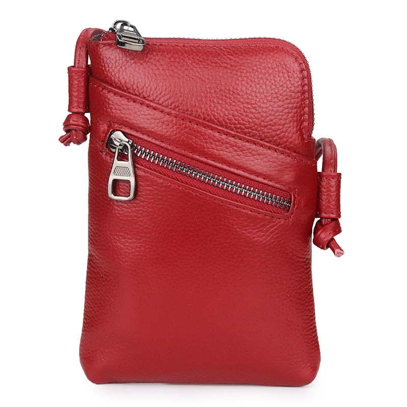 Title 7, Leather Vertical Shoulder Phone Bag Women Messe...