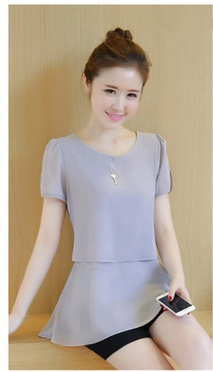 Women's Slim Short Chiffon Shirt Short Sleeve Small Shirt Top Xia Chao