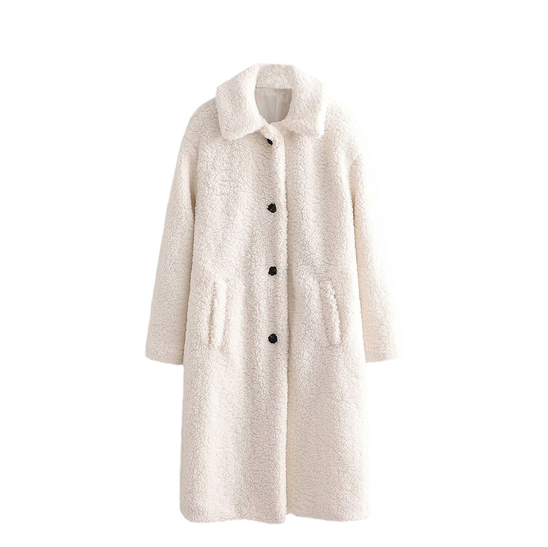 Fashion All-Match Lamb Wool Mid-Length Coat