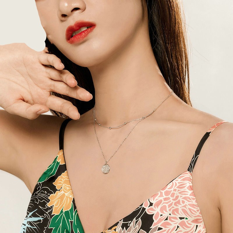 Platinum Plated Necklace Simple Double Little Star